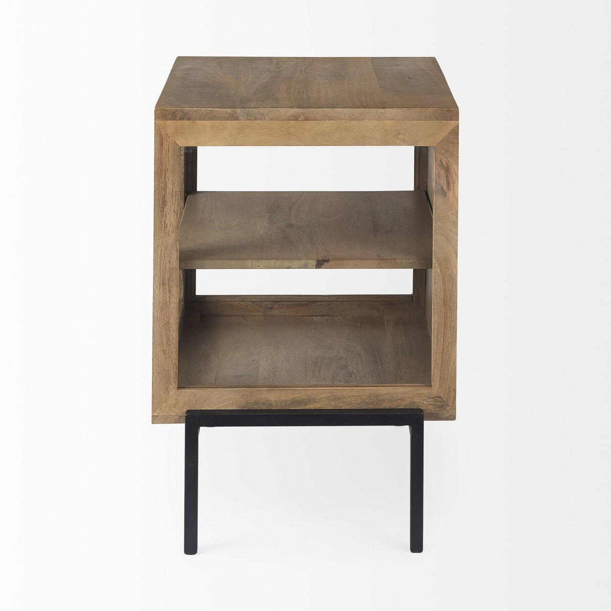 Mercana Arelius 20L x 18W x 26H Light Brown Wood W/ Black Metal Frame End/Side Table