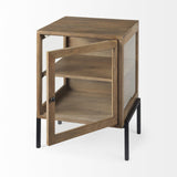 Mercana Arelius 20L x 18W x 26H Light Brown Wood W/ Black Metal Frame End/Side Table