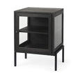 Mercana Arelius 20L x 18W x 26H Black-Brown Wood W/ Black Metal Frame End/Side Table
