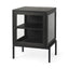 Mercana Arelius 20L x 18W x 26H Black-Brown Wood W/ Black Metal Frame End/Side Table