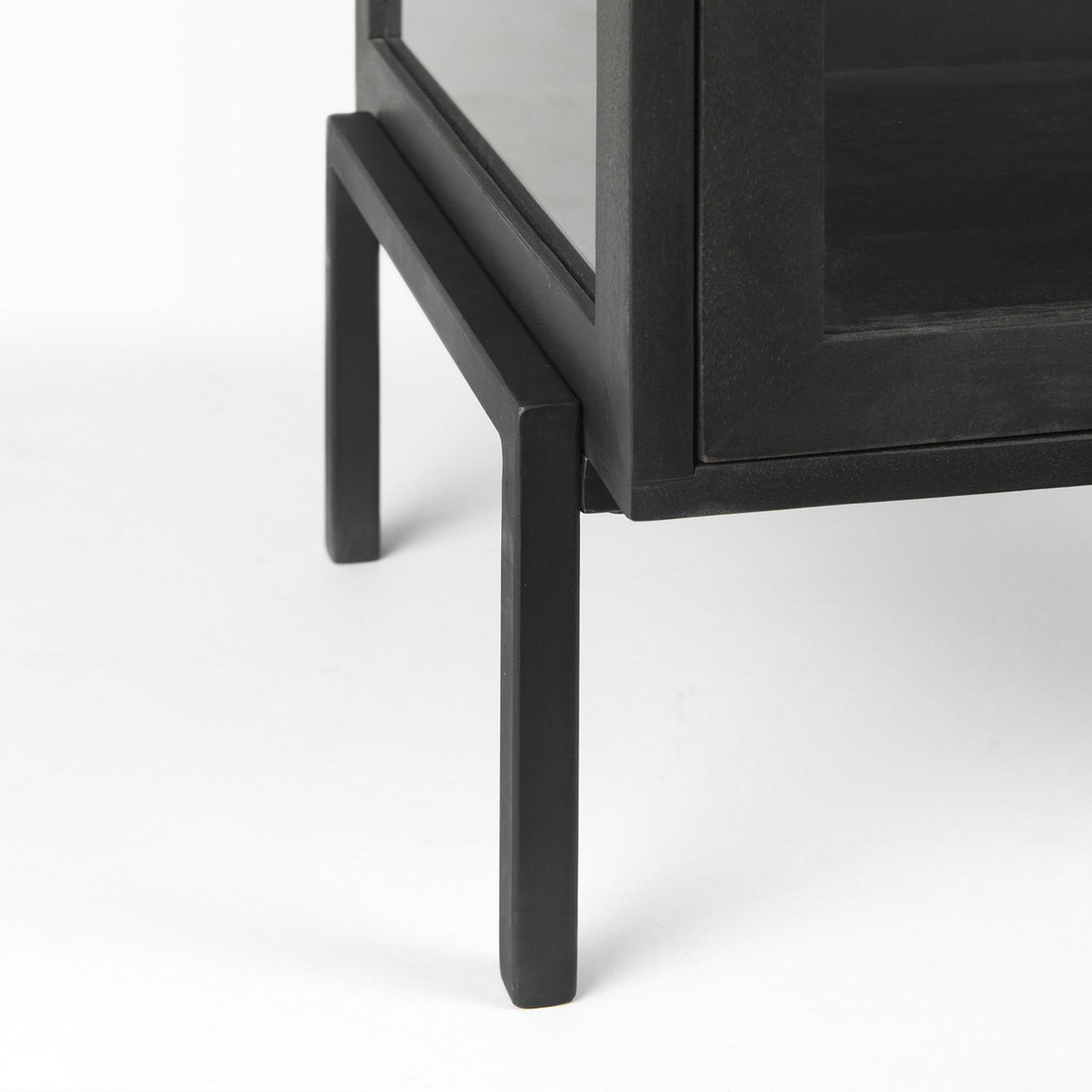 Mercana Arelius 20L x 18W x 26H Black-Brown Wood W/ Black Metal Frame End/Side Table