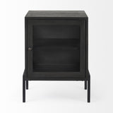 Mercana Arelius 20L x 18W x 26H Black-Brown Wood W/ Black Metal Frame End/Side Table
