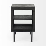 Mercana Arelius 20L x 18W x 26H Black-Brown Wood W/ Black Metal Frame End/Side Table