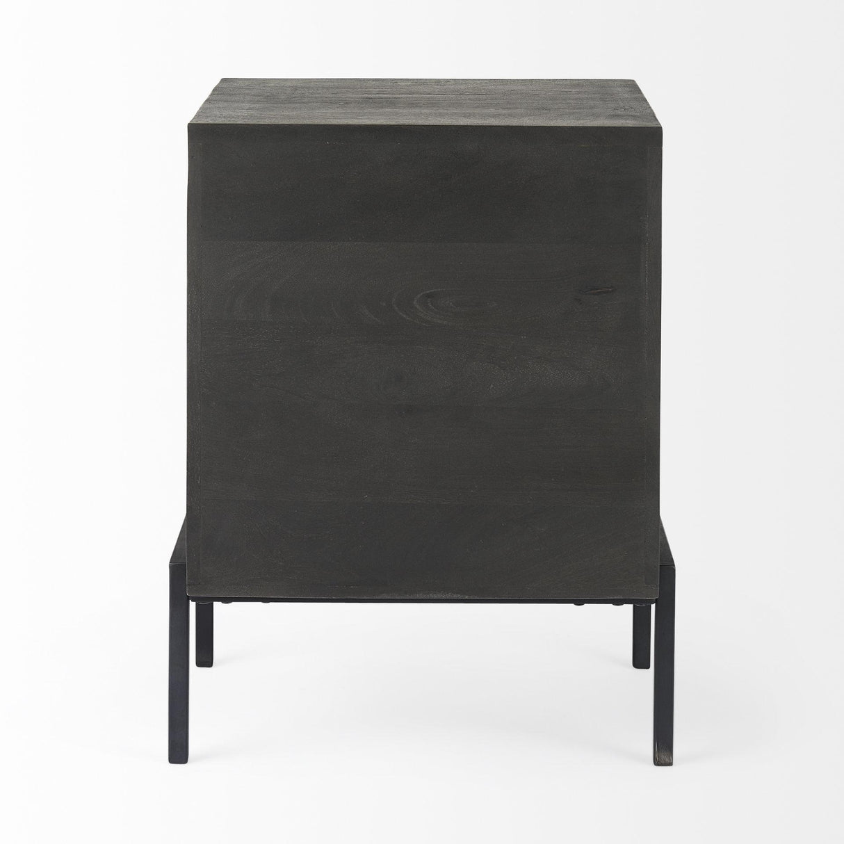 Mercana Arelius 20L x 18W x 26H Black-Brown Wood W/ Black Metal Frame End/Side Table