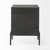 Mercana Arelius 20L x 18W x 26H Black-Brown Wood W/ Black Metal Frame End/Side Table