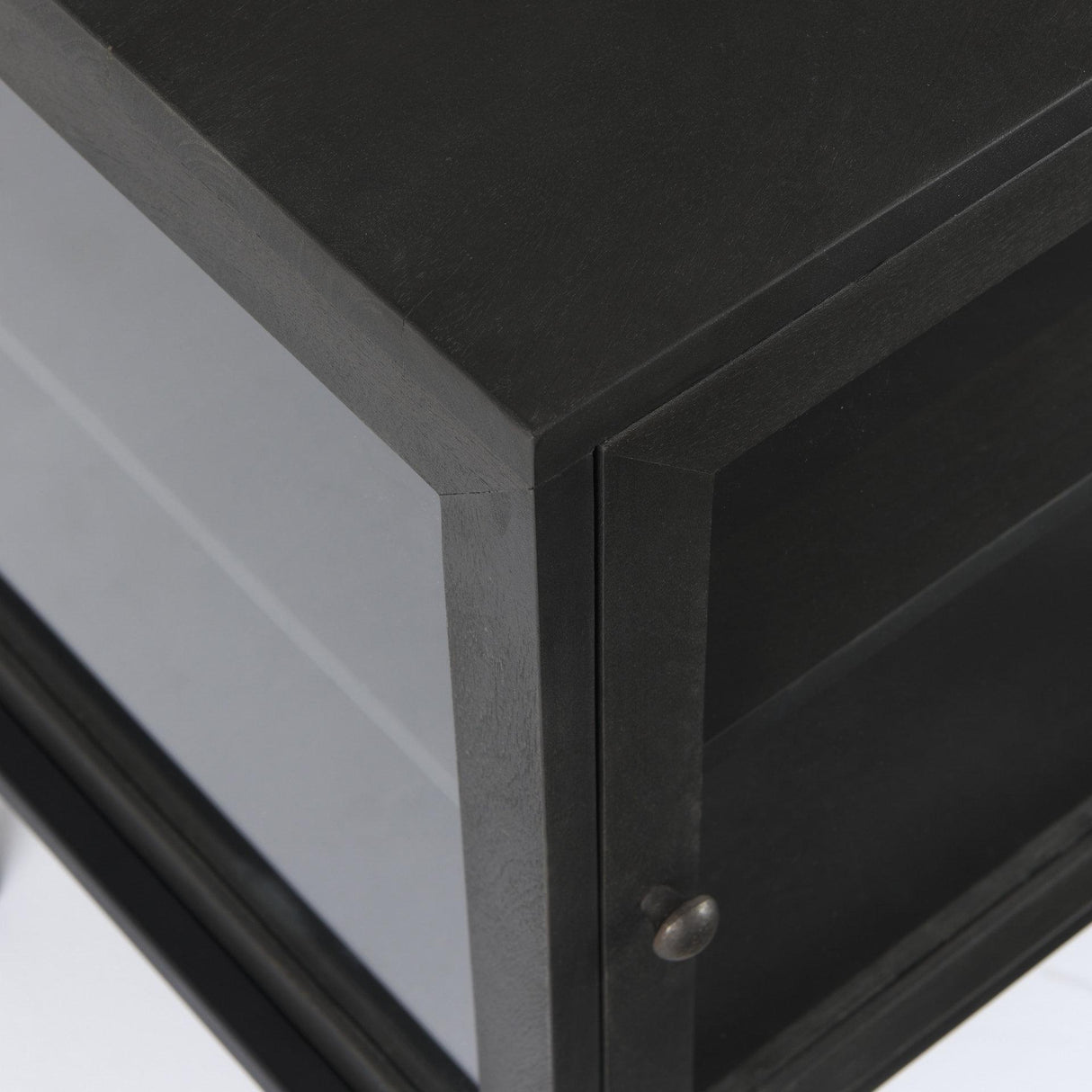 Mercana Arelius 20L x 18W x 26H Black-Brown Wood W/ Black Metal Frame End/Side Table