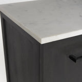 Mercana Divina Black-Brown Wood w/ White Marble Top and Black Metal Base Sideboard