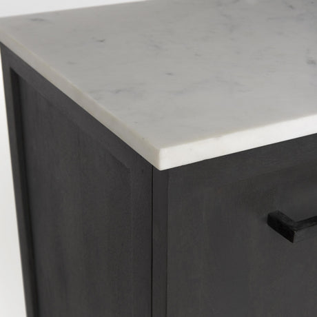 Mercana Divina Black-Brown Wood w/ White Marble Top and Black Metal Base Sideboard