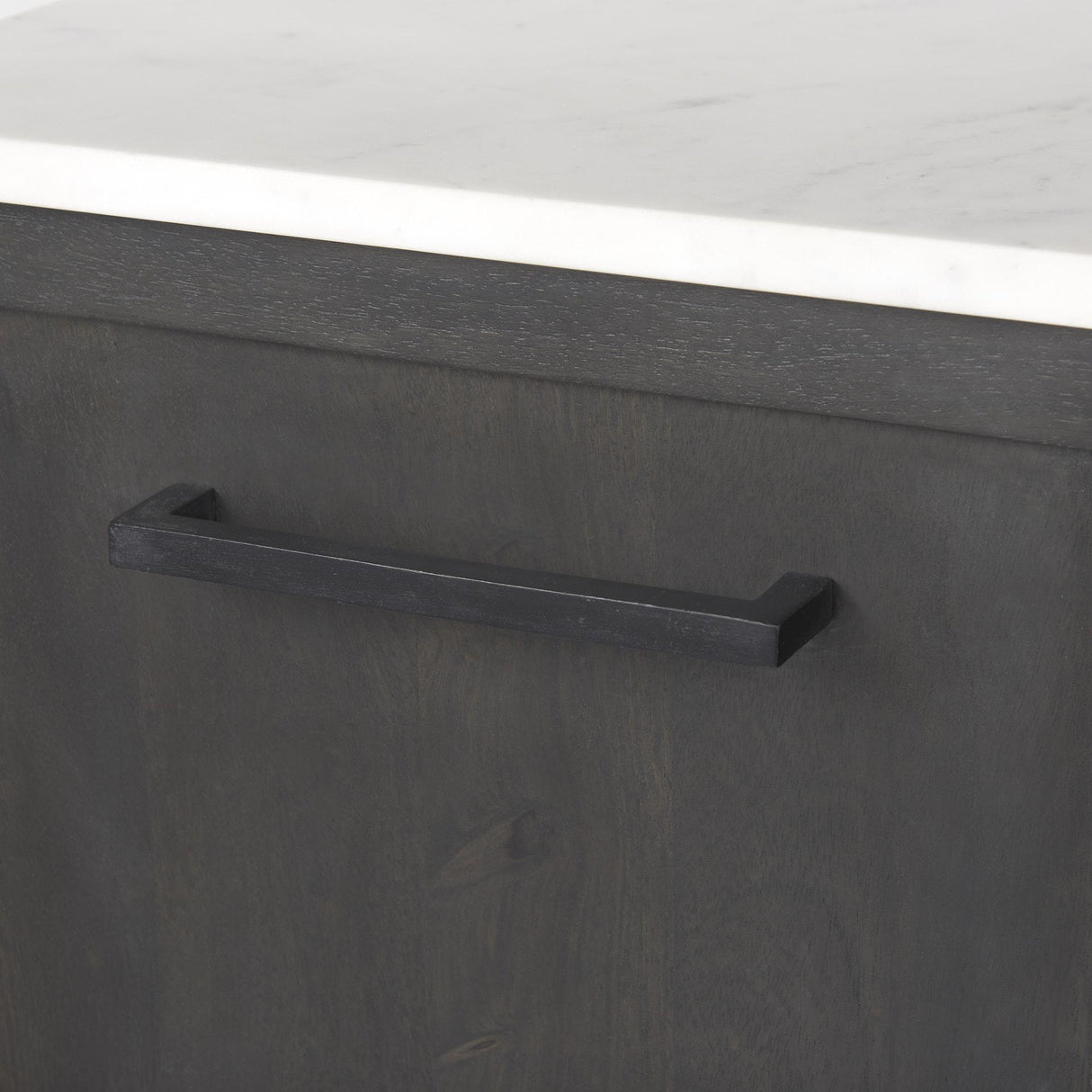 Mercana Divina Black-Brown Wood w/ White Marble Top and Black Metal Base Sideboard