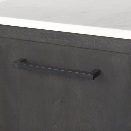 Mercana Divina Black-Brown Wood w/ White Marble Top and Black Metal Base Sideboard