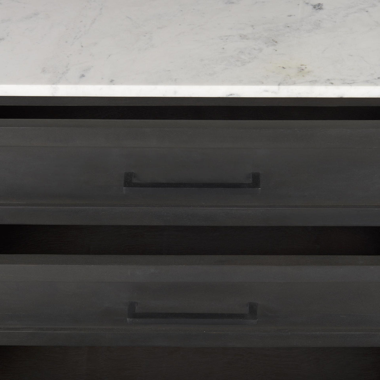 Mercana Divina Black-Brown Wood w/ White Marble Top and Black Metal Base Sideboard