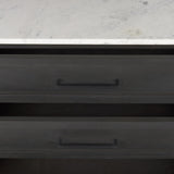 Mercana Divina Black-Brown Wood w/ White Marble Top and Black Metal Base Sideboard