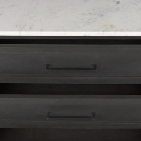 Mercana Divina Black-Brown Wood w/ White Marble Top and Black Metal Base Sideboard