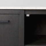 Mercana Divina Black-Brown Wood w/ White Marble Top and Black Metal Base Sideboard