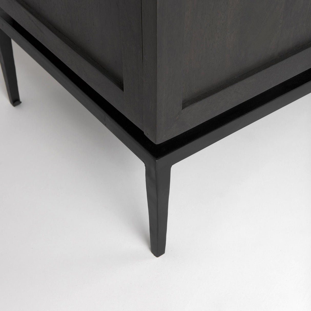 Mercana Divina Black-Brown Wood w/ White Marble Top and Black Metal Base Sideboard