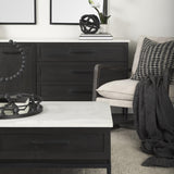 Mercana Divina Black-Brown Wood w/ White Marble Top and Black Metal Base Sideboard