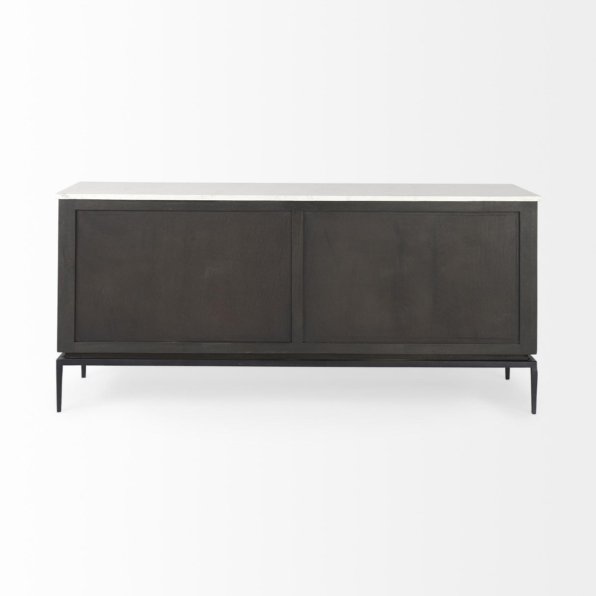 Mercana Divina Black-Brown Wood w/ White Marble Top and Black Metal Base Sideboard