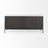 Mercana Divina Black-Brown Wood w/ White Marble Top and Black Metal Base Sideboard