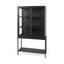 Mercana Arelius 36L x 18W x 63H Black-Brown Wood W/ Black Metal Base Display Cabinet