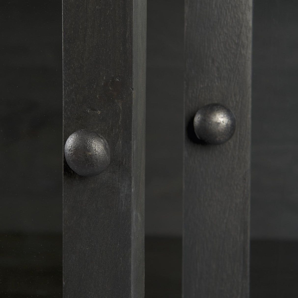 Mercana Arelius 36L x 18W x 63H Black-Brown Wood W/ Black Metal Base Display Cabinet