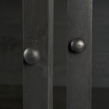 Mercana Arelius 36L x 18W x 63H Black-Brown Wood W/ Black Metal Base Display Cabinet