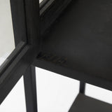 Mercana Arelius 36L x 18W x 63H Black-Brown Wood W/ Black Metal Base Display Cabinet