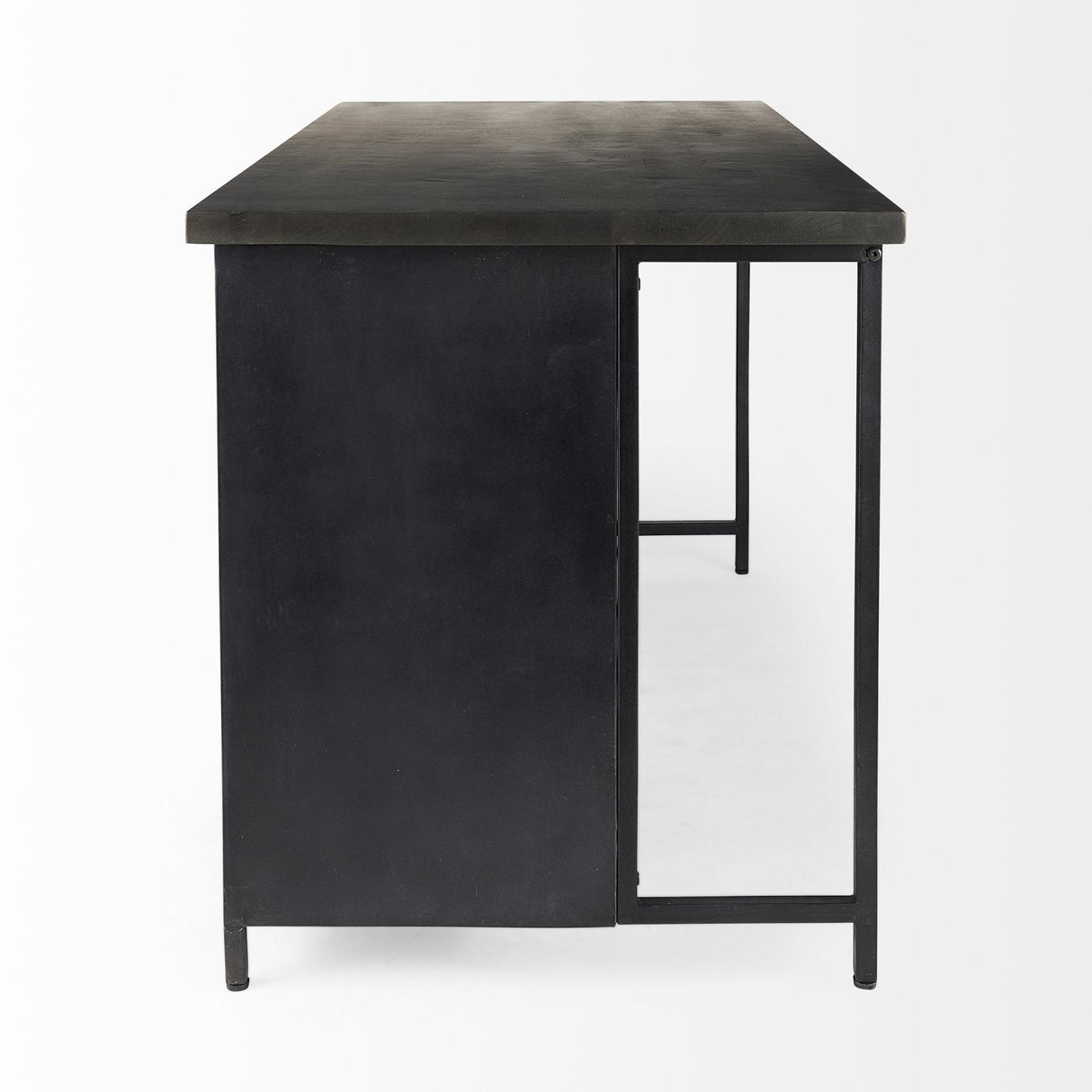 Mercana Dimitra 62.0L x 32.0W x 36.0H Dark Iron W/Glass Doors Kitchen Island
