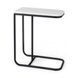 Mercana Kyra 12.0L x 20.0W x 23.0H White Marble Top W/Black Iron Frame C-Shaped End and Side Table