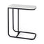 Mercana Kyra 12.0L x 20.0W x 23.0H White Marble Top W/Black Iron Frame C-Shaped End and Side Table