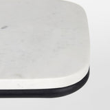 Mercana Kyra 12.0L x 20.0W x 23.0H White Marble Top W/Black Iron Frame C-Shaped End and Side Table