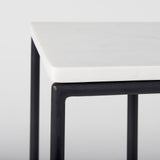 Mercana Kyra 12.0L x 20.0W x 23.0H White Marble Top W/Black Iron Frame C-Shaped End and Side Table