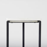 Mercana Kyra 12.0L x 20.0W x 23.0H White Marble Top W/Black Iron Frame C-Shaped End and Side Table