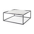Mercana Austen 36L x 36W x 14.5H Round White Marble Top W/ Black Metal Frame Coffee Table