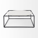 Mercana Austen 36L x 36W x 14.5H Round White Marble Top W/ Black Metal Frame Coffee Table