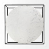 Mercana Austen 36L x 36W x 14.5H Round White Marble Top W/ Black Metal Frame Coffee Table
