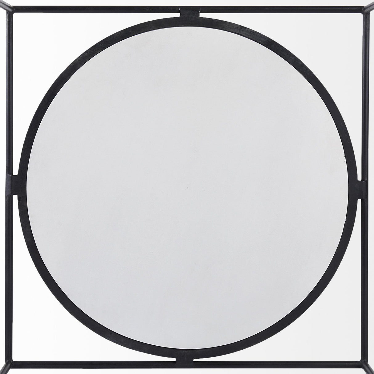Mercana Austen 36L x 36W x 14.5H Round White Marble Top W/ Black Metal Frame Coffee Table