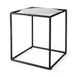 Mercana Austen 20L x 20W x 22H Round White Marble Top W/ Black Metal Frame Side Table