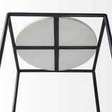 Mercana Austen 20L x 20W x 22H Round White Marble Top W/ Black Metal Frame Side Table