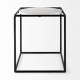 Mercana Austen 20L x 20W x 22H Round White Marble Top W/ Black Metal Frame Side Table