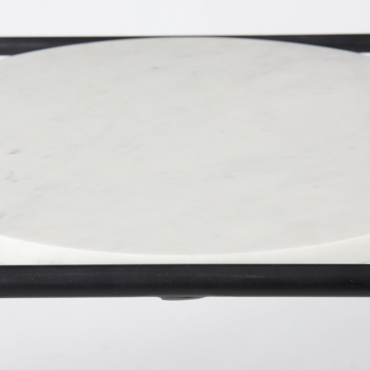 Mercana Austen 20L x 20W x 22H Round White Marble Top W/ Black Metal Frame Side Table
