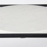 Mercana Austen 20L x 20W x 22H Round White Marble Top W/ Black Metal Frame Side Table