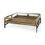 Mercana Arelius 42" Square Glass-Top Light Brown w/ Black Metal Base Display Coffee Table