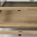 Mercana Arelius 42" Square Glass-Top Light Brown w/ Black Metal Base Display Coffee Table