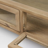 Mercana Arelius 42" Square Glass-Top Light Brown w/ Black Metal Base Display Coffee Table