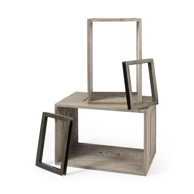 Mercana Simul (Set of 2) Light Brown Wood Modular Shelving Unit