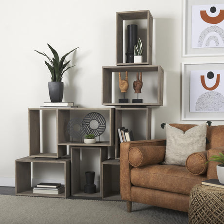 Mercana Simul (Set of 2) Light Brown Wood Modular Shelving Unit