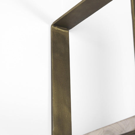 Mercana Taunton 80L x 10.5W x 90H Light Brown Wood W/ Gold Metal Frame 6 Tier Shelving Unit