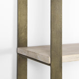 Mercana Taunton 80L x 10.5W x 90H Light Brown Wood W/ Gold Metal Frame 6 Tier Shelving Unit