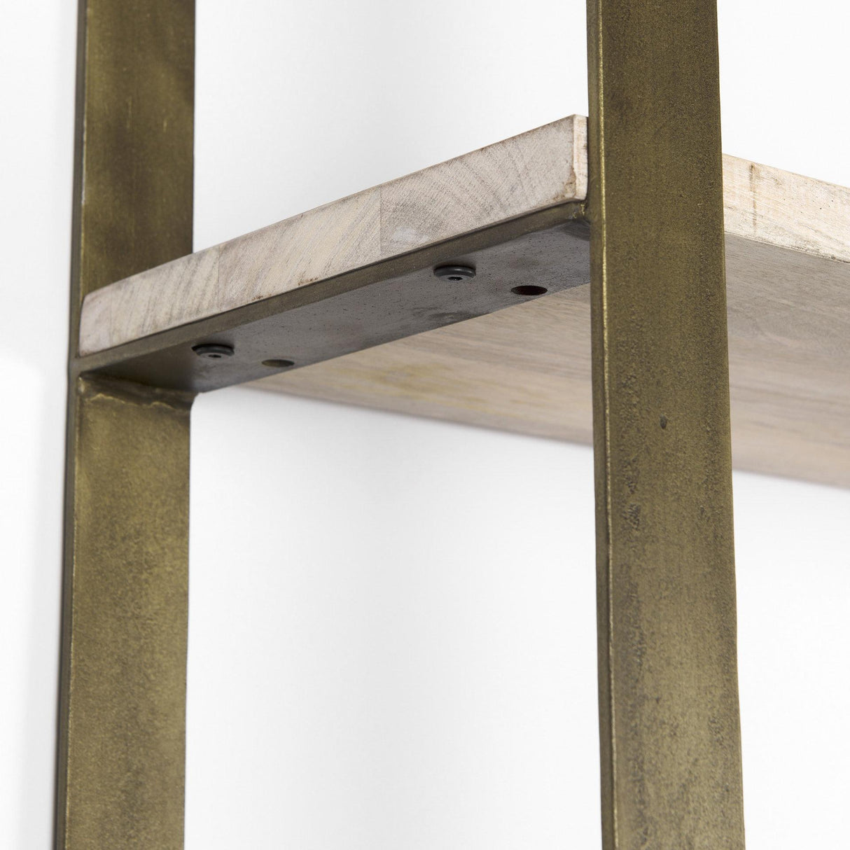 Mercana Taunton 80L x 10.5W x 90H Light Brown Wood W/ Gold Metal Frame 6 Tier Shelving Unit