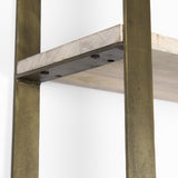 Mercana Taunton 80L x 10.5W x 90H Light Brown Wood W/ Gold Metal Frame 6 Tier Shelving Unit